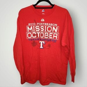 2010 Postseason Mission October Texas Ranger long sleeve Shirt Xl